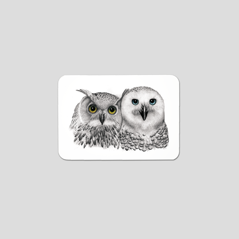 Contemplation two owls - Fridge magnet