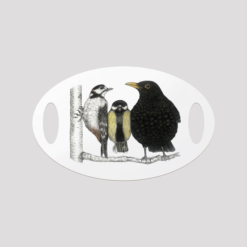 Morning Conversation - Oval Tray with birds