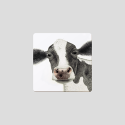 A black and white cow on a coaster - by Charlotte Nicolin