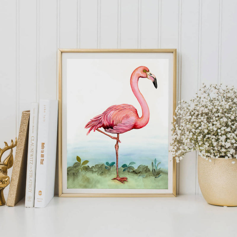 pink flamingo art print