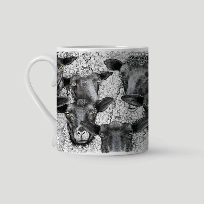 Looking at you! - Straight mug with black sheep