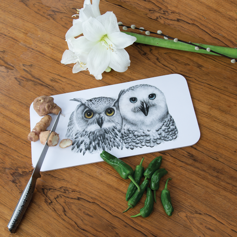Contemplation Owls - Cutting board