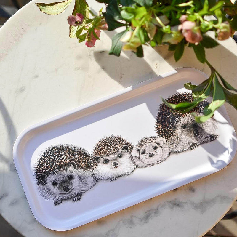 hedgehog family wooden tray